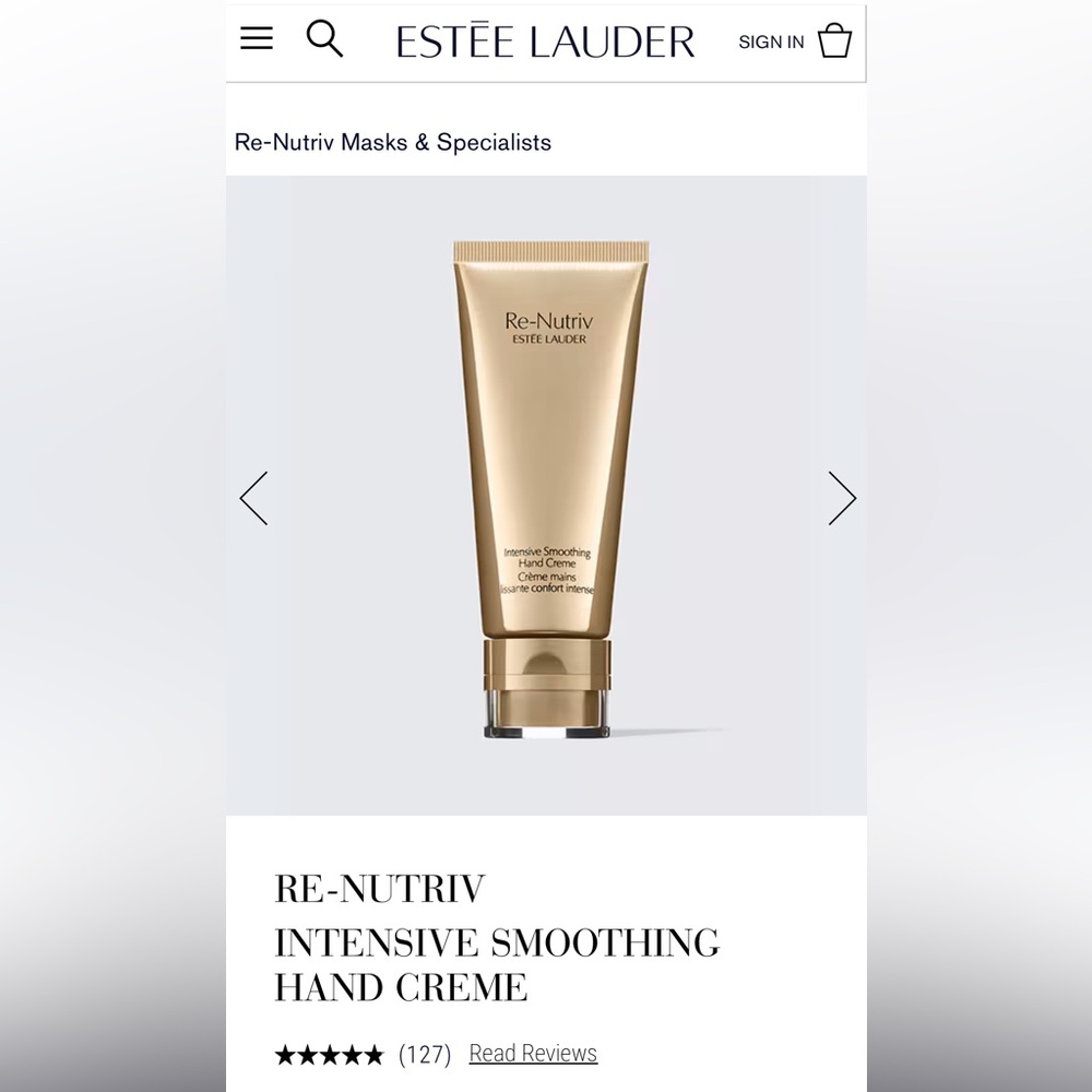 Estee Lauder Re-Nutriv Intensive Smoothing Hand Creme - Gold